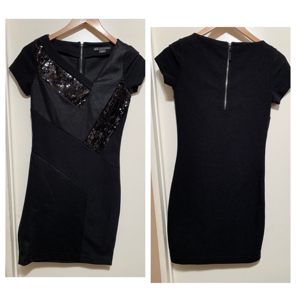 A|X Armani Exchange Short Black Dress with Sequin